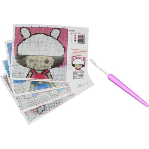 Cartoon DIY Latch Hook Rug Kit 3D Embroidery Cushion Coarse Wool Cross Stitch GXMA