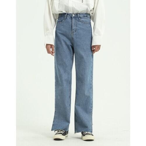 Men Vintage Casual Classic Jeans Pants Male Retro High Street Hip Hop Split Straight Denim Trousers Japan Korea Style Pant