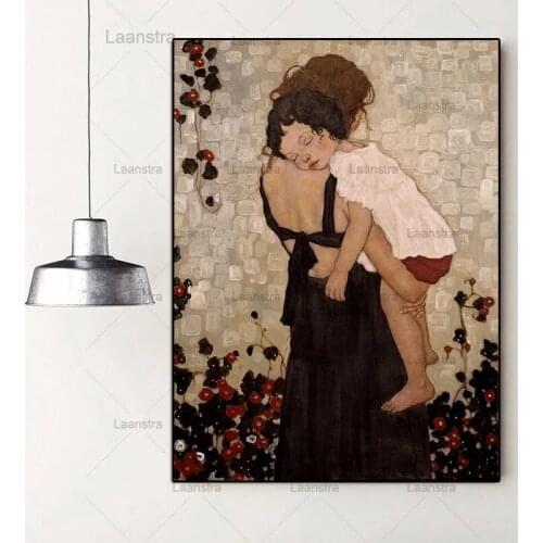 Famous Abstract Painting Mother And Child by Gustav Klimt Canvas Painting Wall Art Prints Picture For Living Room Decor Cuadros