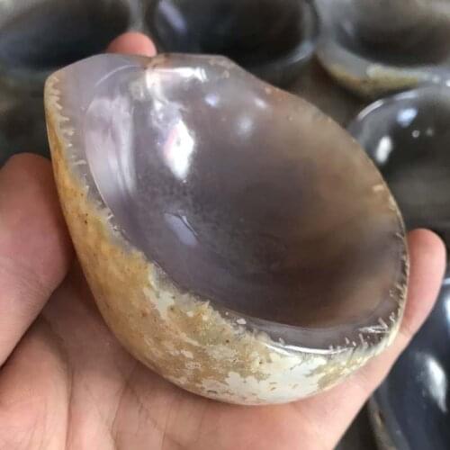 Natural texture cornucopia agate bowl ornaments original stone bowl jade ashtray hand-carved 30*70mm send random 1 piece