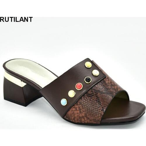 New Fashion Nigerian Party Pump Women Luxury 2020 Rhinestone Wedding Party Shoes Italian High Heels Autumn Slipper for Wedding