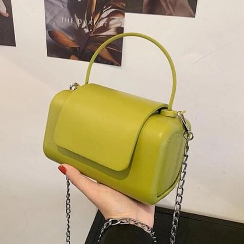Solid color Square Small Tote bag 2021 Summer New High-quality PU Leather Womens Designer Handbag Chain Shoulder Messenger Bag