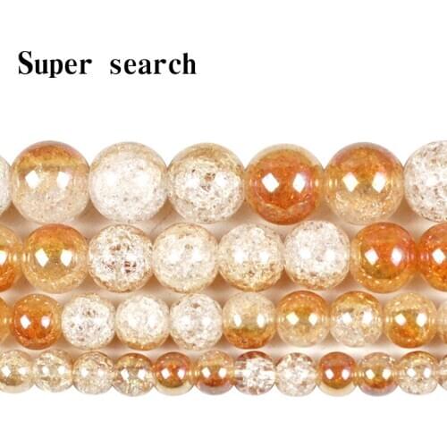 Plated Gold White Snow Cracked Crystal Natural Stone Beads For Jewelry Making DIY Bracelet Necklace 6 8 10 12mm earring women