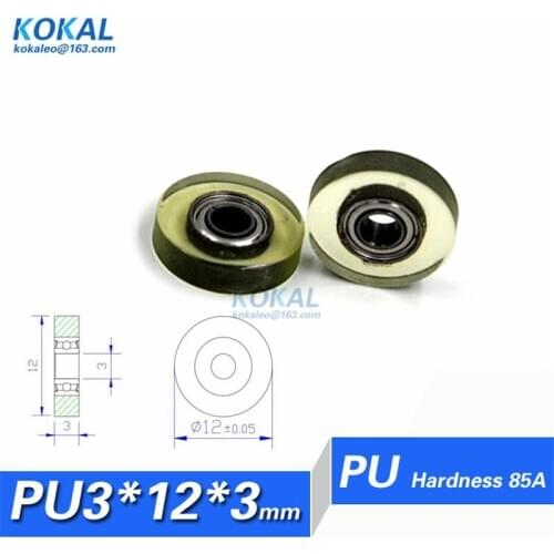 [PU0312-3]1PCS PU Polyurethane ball bearing roller wheel low noise 85A hardness counter roller conveyor belt inner 3mm miniszie