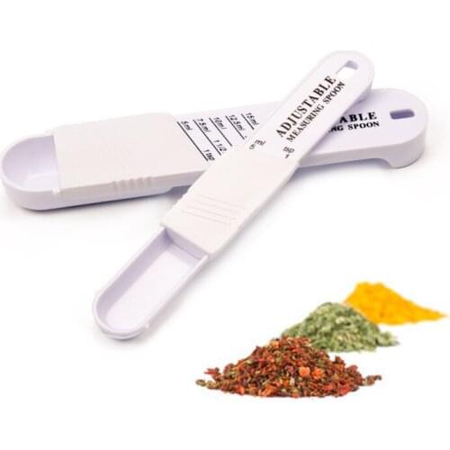 2PCS/LOT Adjustable Plastic Coffee Measuring Spoons Seasoning Powdered Sugar Measuring Combination Measuring Tool Kitchen Gadget