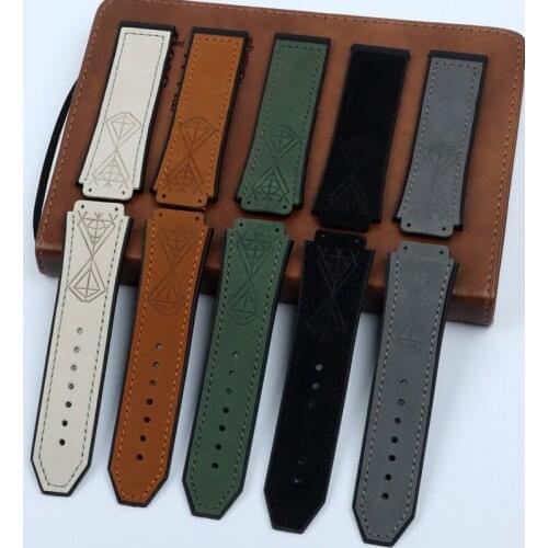25*19mm Watch band accessories for Hublot strap leather with silicone watchband series folding buckle sports for big Bang belt