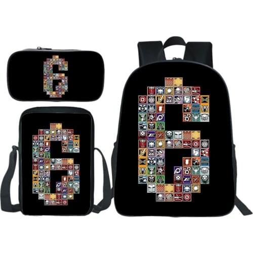Rainbow Six Siege Backpack ESports Game Bookbag 3pcs Set Zipper Pencil Case Shoulder Bag Boy Girl Bag Student Fashion Mochila