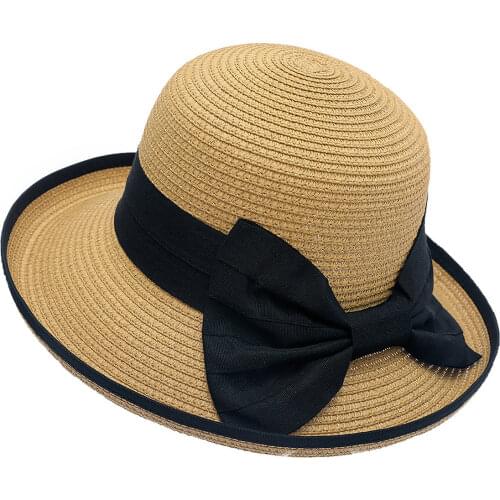 Summer new sunshade straw hat women fashion all-match elegant womens bow top s