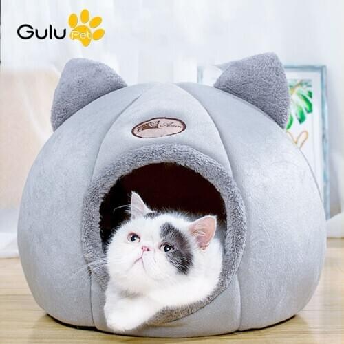 Cute Pet Tent Dog Cat House Pet Windproof Warm Cat Head Nest Dog Cotton Soft Foldable Sleeping Mat For Small Pet Within 6KG