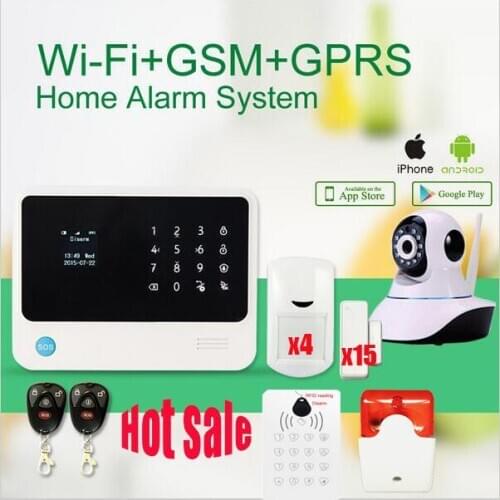 433mhz G90B gsm WIFI burglaralarm system Smart wifi gsm home security alarm system work with IP camera/keypad arm disarm