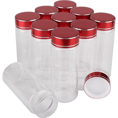 15 Pieces 70ml Glass Bottles with Red Lids 37*90mm Spice Jars Glass Jars Glass Containers Glass Vials for Wedding Craft DIY Gift