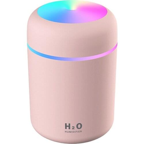 300ML USB Air Humidifer Aroma Essential Oil Diffuser with Romantic Lamp Mist Maker Aromatherapy Humidifiers for Home Pink