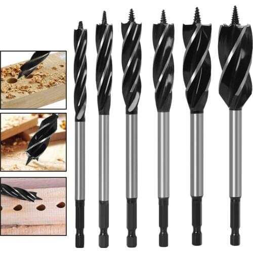 10-35MM High Speed Steel Twist Drill Bit Long Four-slot Four-blade Woodworking tools Drill Bit Wood Door Lock Hole Opener saw