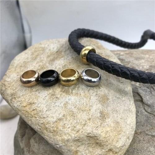 Wonlee Winle Stainless Steel 8.8mm hole Retro Round Bead Charm For DIY Men Leather Bracelet Jewelry Making (Without Bracelet)