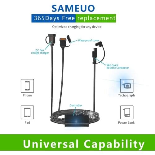 Motorcycle Charger Dual USB Fast Charging Adaptor With Smart Chip Safety Device For Travel Motorcycle Accessories