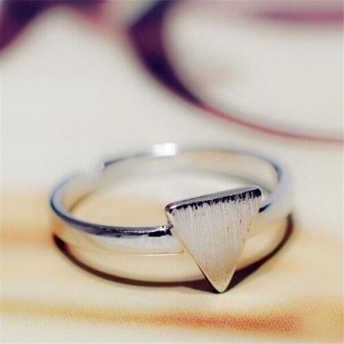 Season Gate 925 Sterling Silver Simple Geometric Triangle Adjustable Size Open Ring for Women Girls SR039