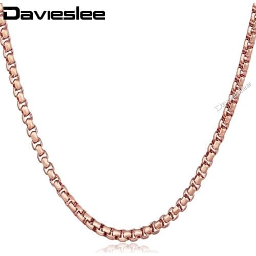 Davieslee Stainless Steel Necklace for Women Men Silver Color Rose Gold Chain Fashion Jewelry 18-24inch LKN385