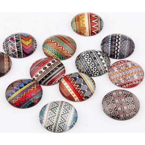 10/12/16/18/20/25mm Mixed Style Colorful Round Glass Cabochon Dome Jewelry Finding Cameo Pendant Settings 20pcs /lot
