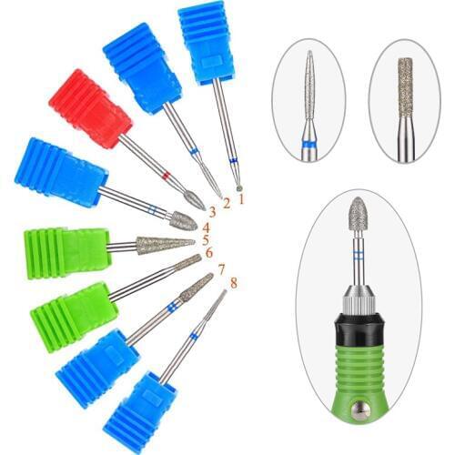 2PCS Diamond Rotate Nail Drill Bits Cuticle Cutter Manicure Nail Files Electric Milling Burr Grinder Machine Accessories HF0017