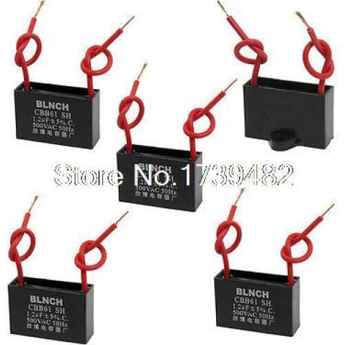 5 Pcs CBB61 1.2uF AC 500V Rectangle Non Polar Motor Run Capacitor