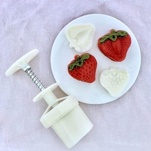 50g Strawberry Shaped Pastry Moon Cake Cakes Molds Mooncake Cookie Mould Cutter Hand Pressure Plastic Baking Accessories