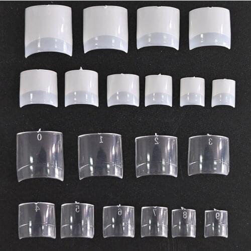 500Pcs/Bag Short Square French Half Cover Artificial Nail Tips 10 Size Transparent Natural Salon Acrylic Manicure False Nails D