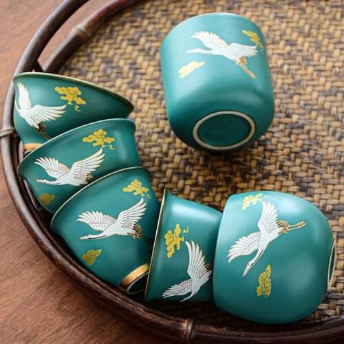 Retro Teaware Accessories Single Master Cups Pinming Drinkware Ceramics Tea Cup Handmade crowned crane Tea bowl