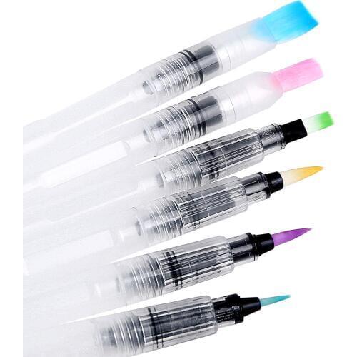 Water Coloring Brush Pens,Set of 6 Watercolor Painting Brushes for Water Soluble Colored Pencils, Water Color Markers, Pigment