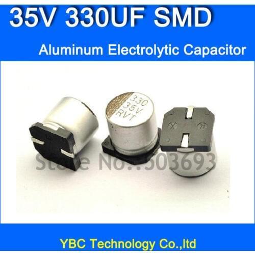Free Shipping 100pcs/lot 35V 330UF SMD Aluminum Electrolytic Capacitor 10*10MM
