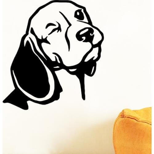 Beagle Wall Decal For Car Laptop Decor Vinyl Sticker , Dog Head Beagle Wall Art Mural Living Room Wall Decoration