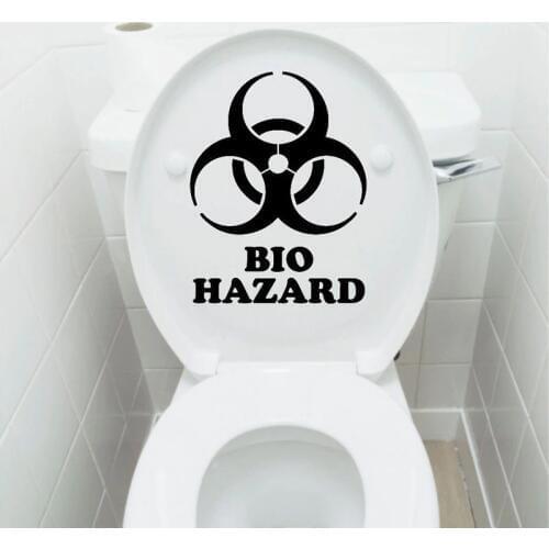 "BIO HAZARD" Toilet Stickers Individual Bathroom Decoration Decal Black 4WS-0044