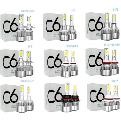 C6 Car Led Headlight Aviation Aluminum Ip68 Protection Level Car Led Headlight 360 Degree Light Cob Light Source