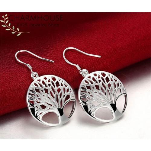 Charmhouse Silver Earrings For Women S925 Sterling Silver Jewelry Life of Tree Earing Brincos Femme Pendientes Wedding Gifts