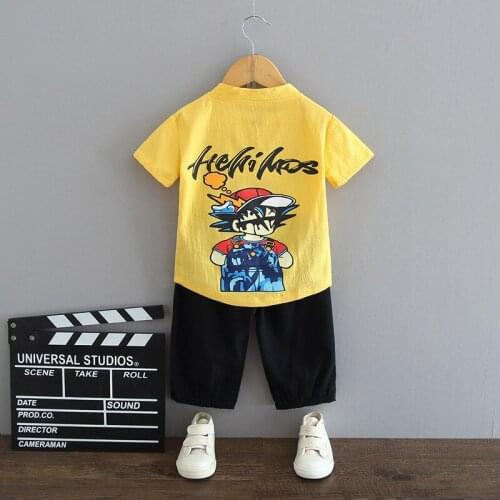 Childrens clothing boys summer set cartoon fashion boy Korean style short-sleeved two-piece cotton party casual clothes sets