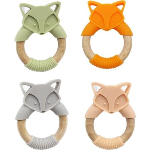 Cartoon Animal Baby Teether Food Grade Silicone Beads Rattle Molar Soother Nursing Teething Chewing Toy Shower Gifts for Newborn