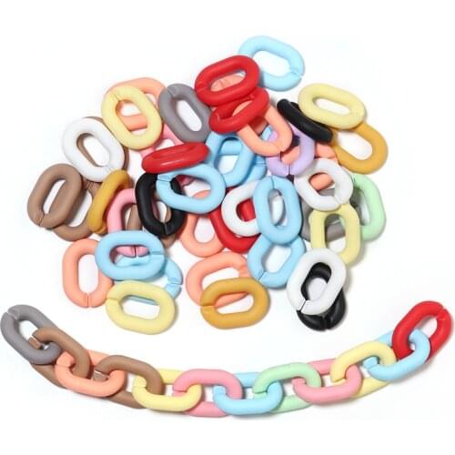 50pcs Ins Retro Rainbow Buckle Acrylic Long Chain Beads For Men Women Curb Cuban Link Jewelry Making DIY Bracelet Necklace