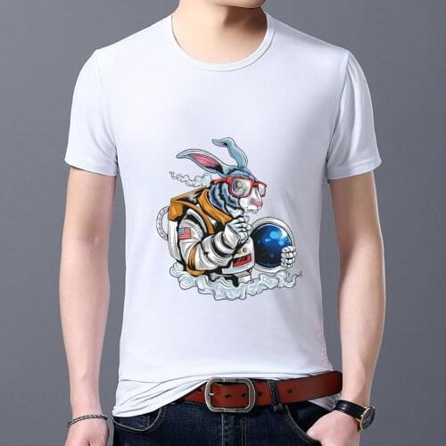 Harajuku Style Astronaut Pattern Series Mens T Shirt Summer High Quality Soft White Printing Man Short Sleeve Tee Male Clothes
