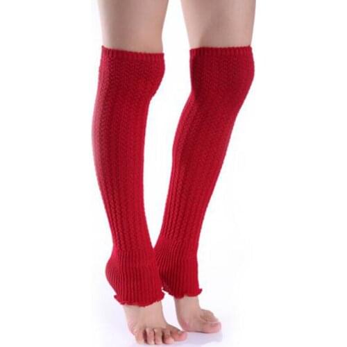 Hot Sale Winter Warm Women Plain Knitted Leg Warmers Stocking Finger less Long Gloves Neon Solid Fashion Accessory
