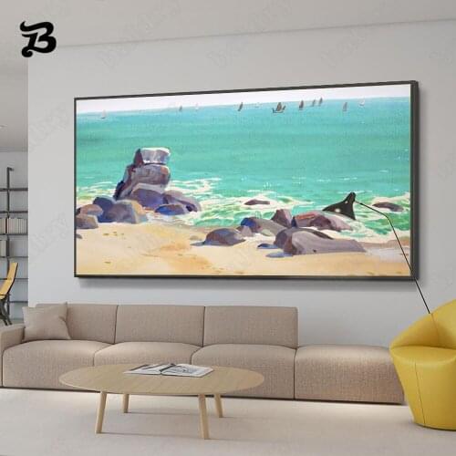Canvas Painting Abstract Landscape Art Seaside Sunset Scenery Wall Art Canvas Posters Prints for Living Room Home Decoration