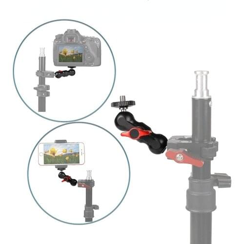 DSLR Camera Magic Arm Dual 1/4" Ball Head Mount Handlebar Hotshoe Monitor Tripod Rig for Canon Nikon gopro sport 88MM