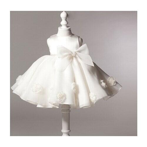 2020 Princess Baby Girls Dress 0-24M Floral Lace Big Bowknot Party Dress Sleeveless Tutu Sundress