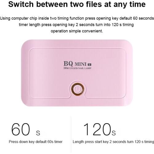 BQmini 36W Nail Art Lamp Mini Portable Folding Nail Art Phototherapy Machine UV/LED Nail Light Roast Lamp For Gels Nail Polish