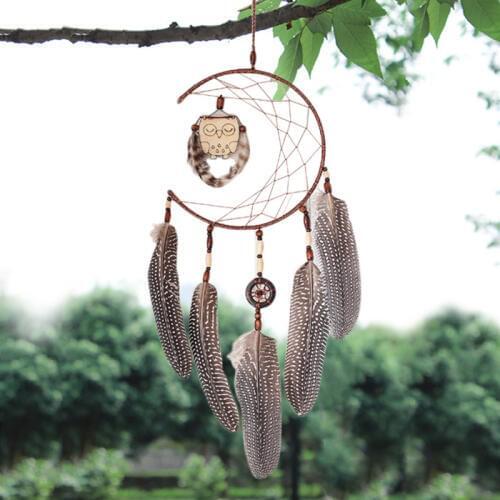 Nordic Style Owl Dreamcatcher Fashion Home Decor Birthday Gifts Wind Chimes Dream Catcher Natural Feathers Wall Hangings