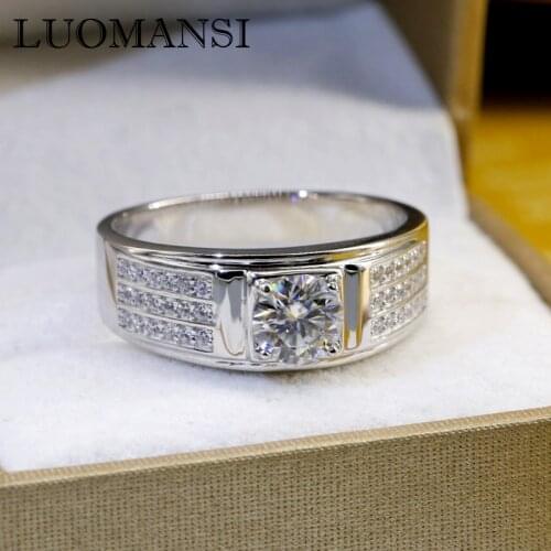 Luomansi Vintage 1CT Moissanite Ring Passed the Diamond Sest Mens Wedding Engagement High Jewelry 100%-S925 Sterling Silver