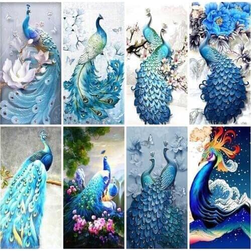 2020 new design blue Peacock Diamond Painting Cross Stitch Animal Full Drill Mosaic Home Decoration Embroidery Handmade Gift