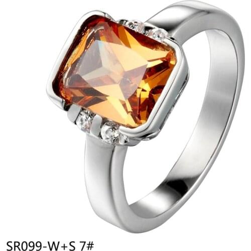 Lierzika fashion ring stainless steel model orange stone square capper ring