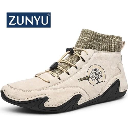 ZUNYU Brand New Winter Non-slip Men Ankle Boots Work Shoes Man Snow Boots Suede Mens Boots Plush Warm Motorcycle Boots Size 48