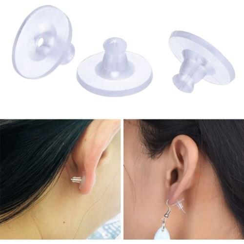 100 Pieces Soft Clear Earring Backings Silicone Rubber Safety Back Pads Backstops Replacement for Earring Studs Hoop DIY