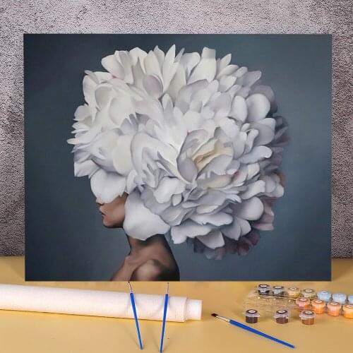 Flower Women Painting By Numbers Package Acrylic Paints 40*50 Canvas Pictures Home Decoration Kids Drawing