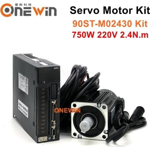 90ST-M02430 750W 220V AC servo motor driver kit 3000rpm 2.4N.m match driver permanent magnet